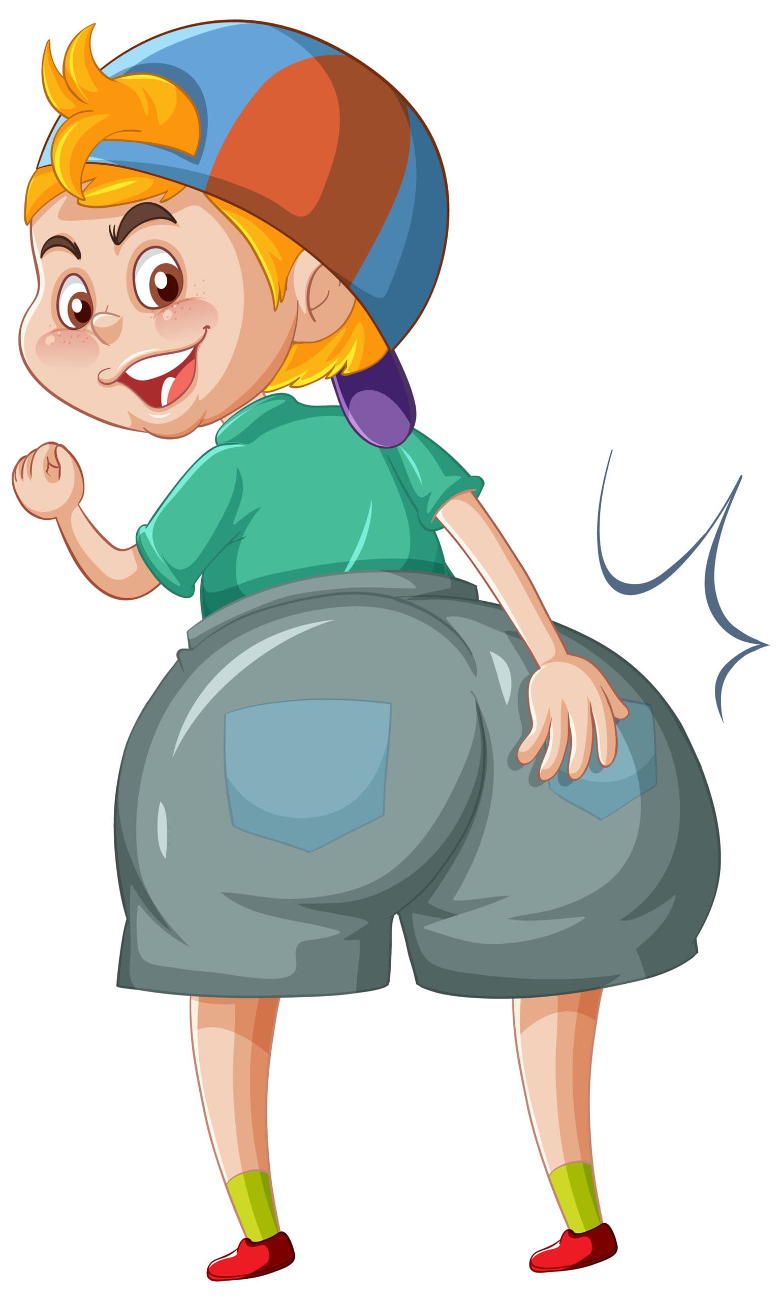 A boy with big bum cartoon character sticker