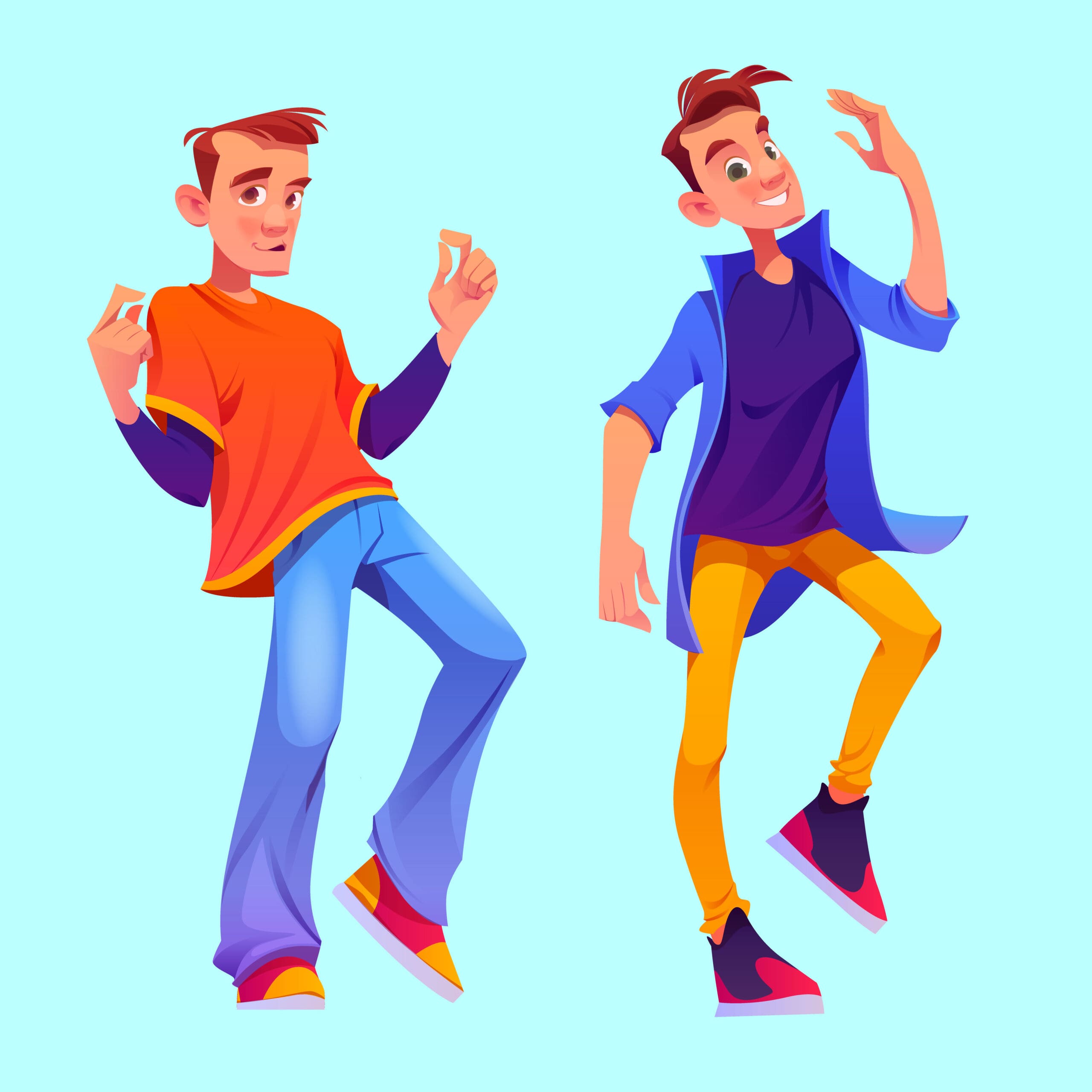 Cartoon graphic of two necks wearing sunglasses and dancing.