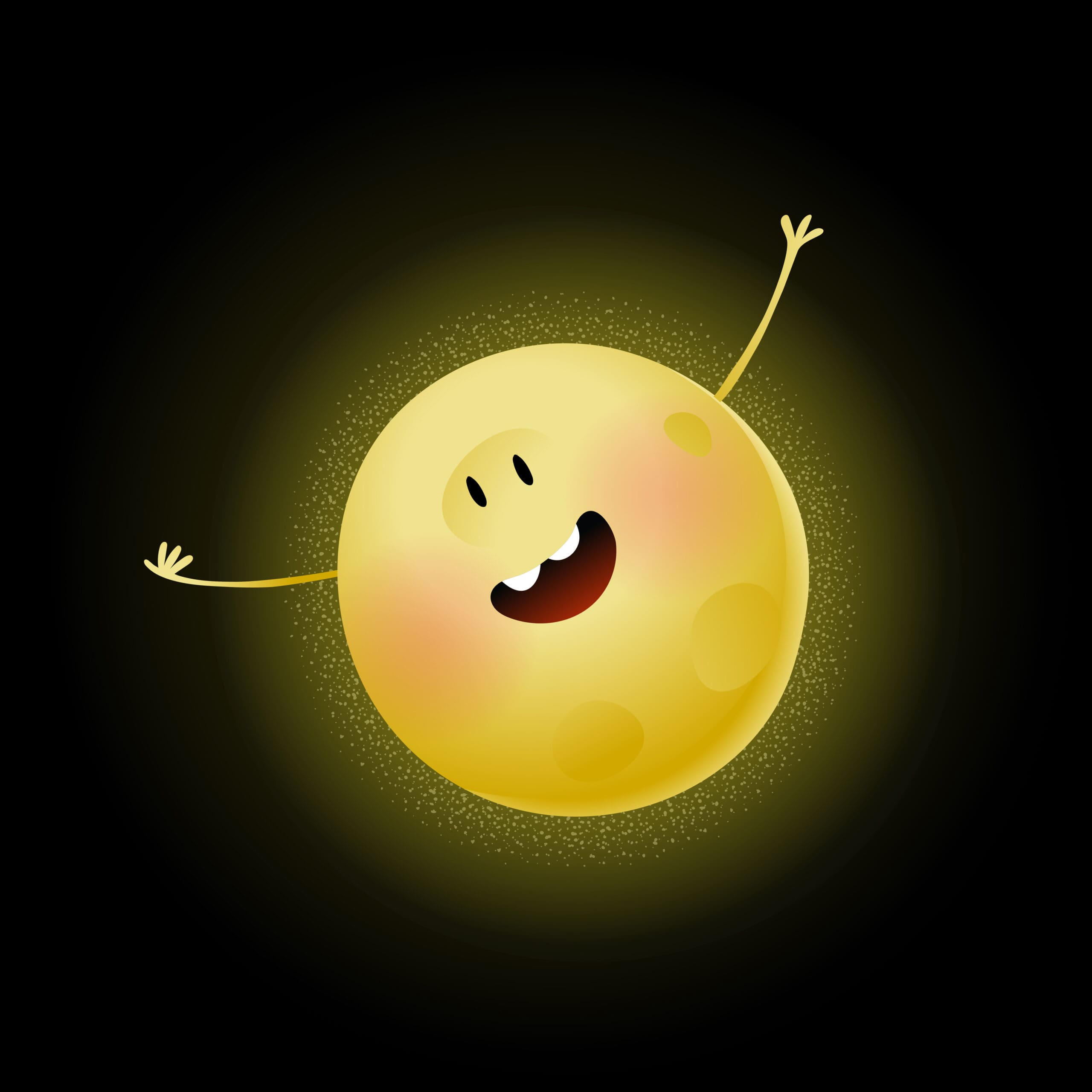 Shiny cute sun funny kids character isolated