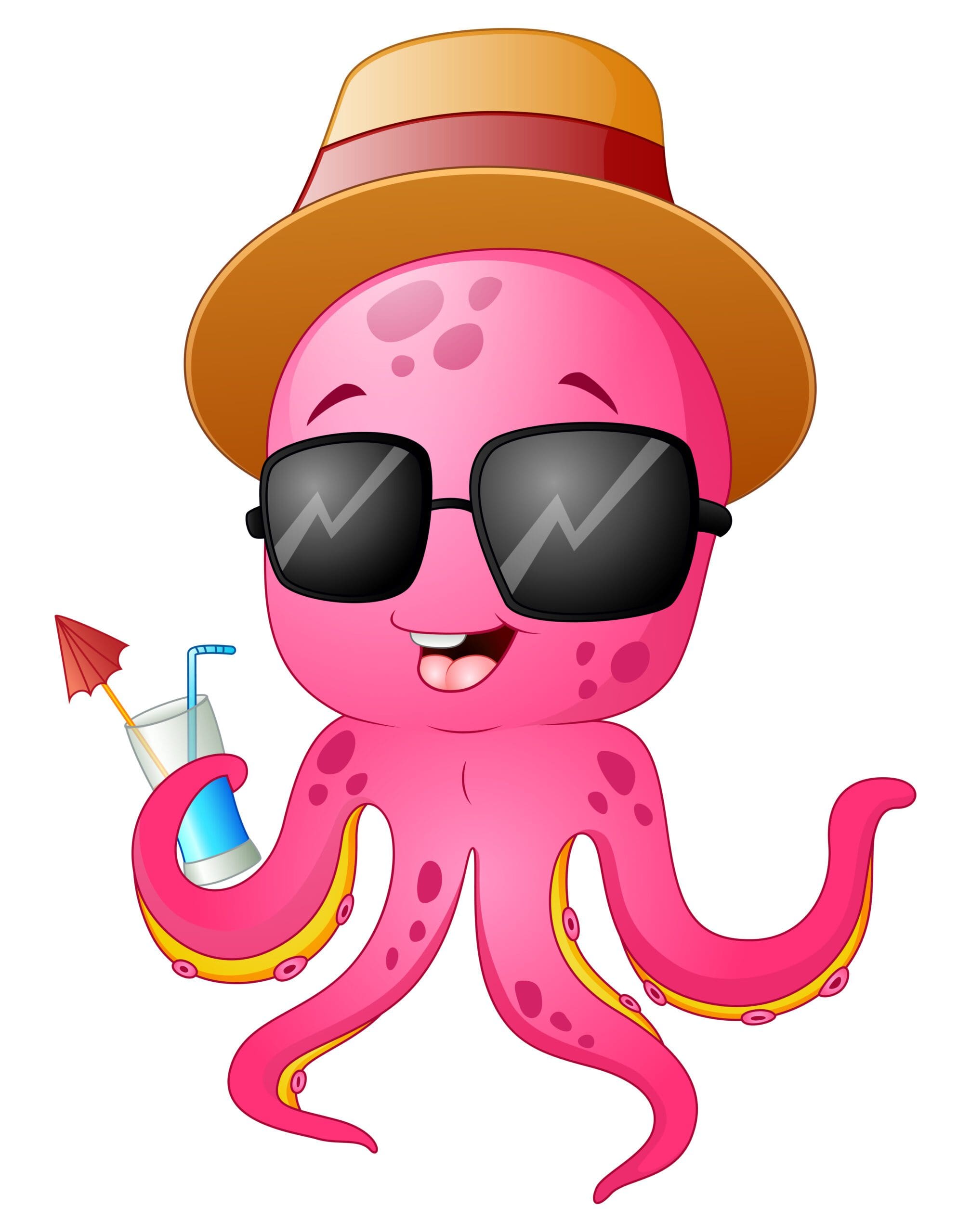 Cartoon graphic of a squid enjoying a swim.
