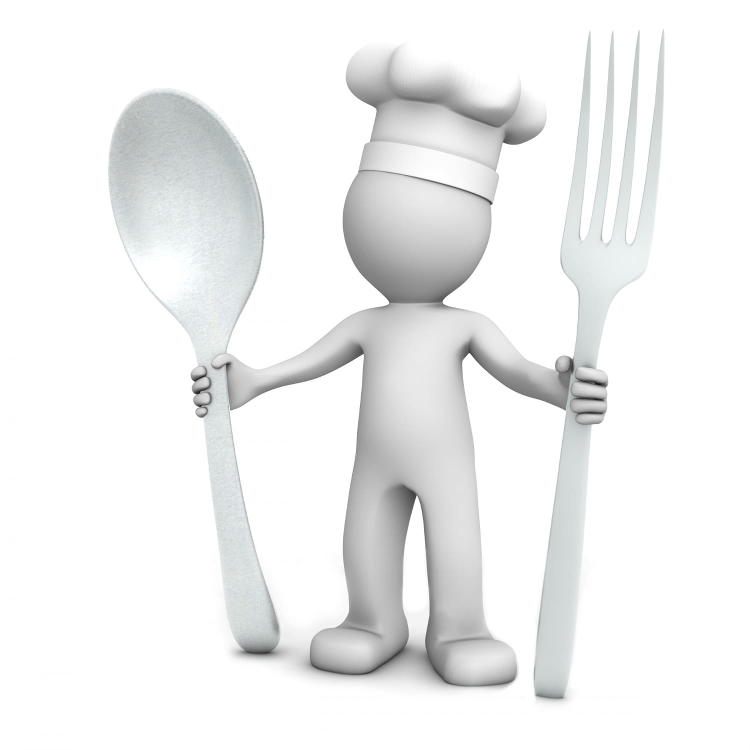 3d chef with spoon fork