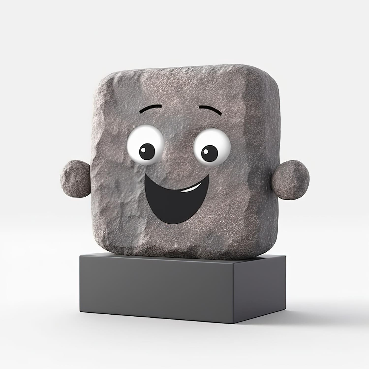 3d render abstract emotional face icon square emoji cute silly cubic toy