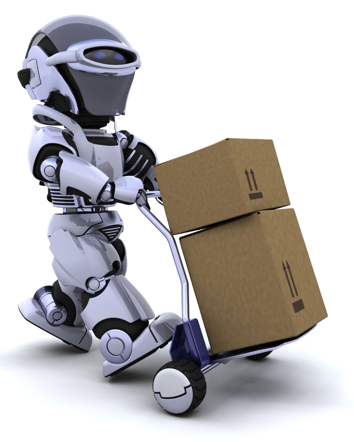 3d render robot moving shipping