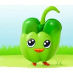 Cartoon graphic of two happy green apples dancing.