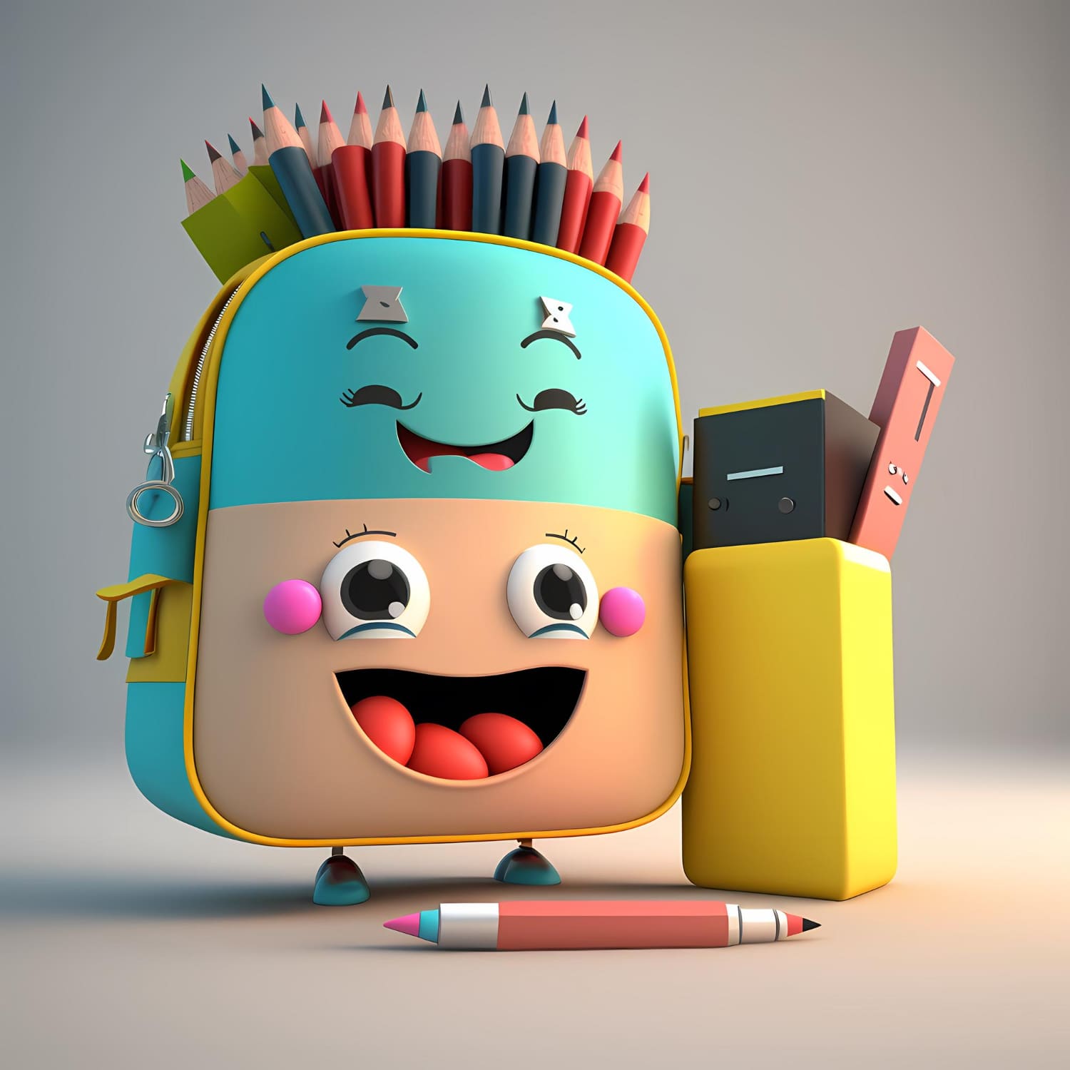 adorable cute school bag 3d illustration