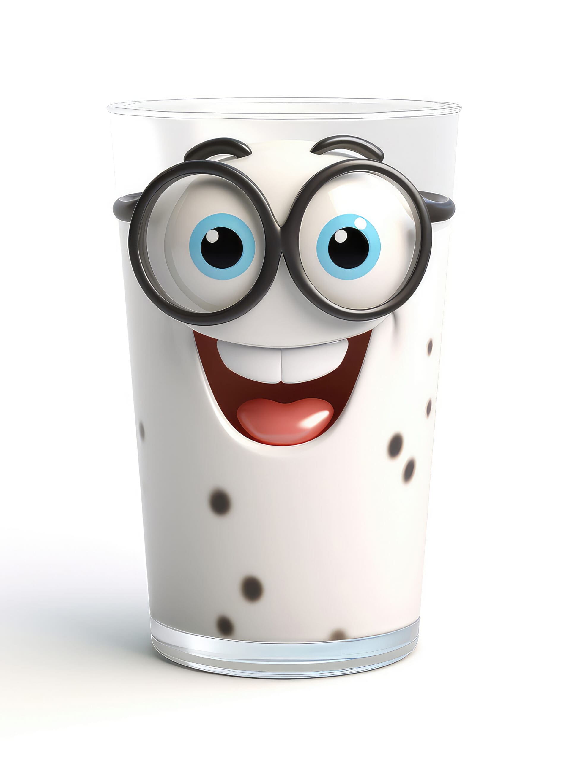 Cartoon graphic of a satisfied yogurt cup with a spoon waving goodbye on a yogurt-themed background.