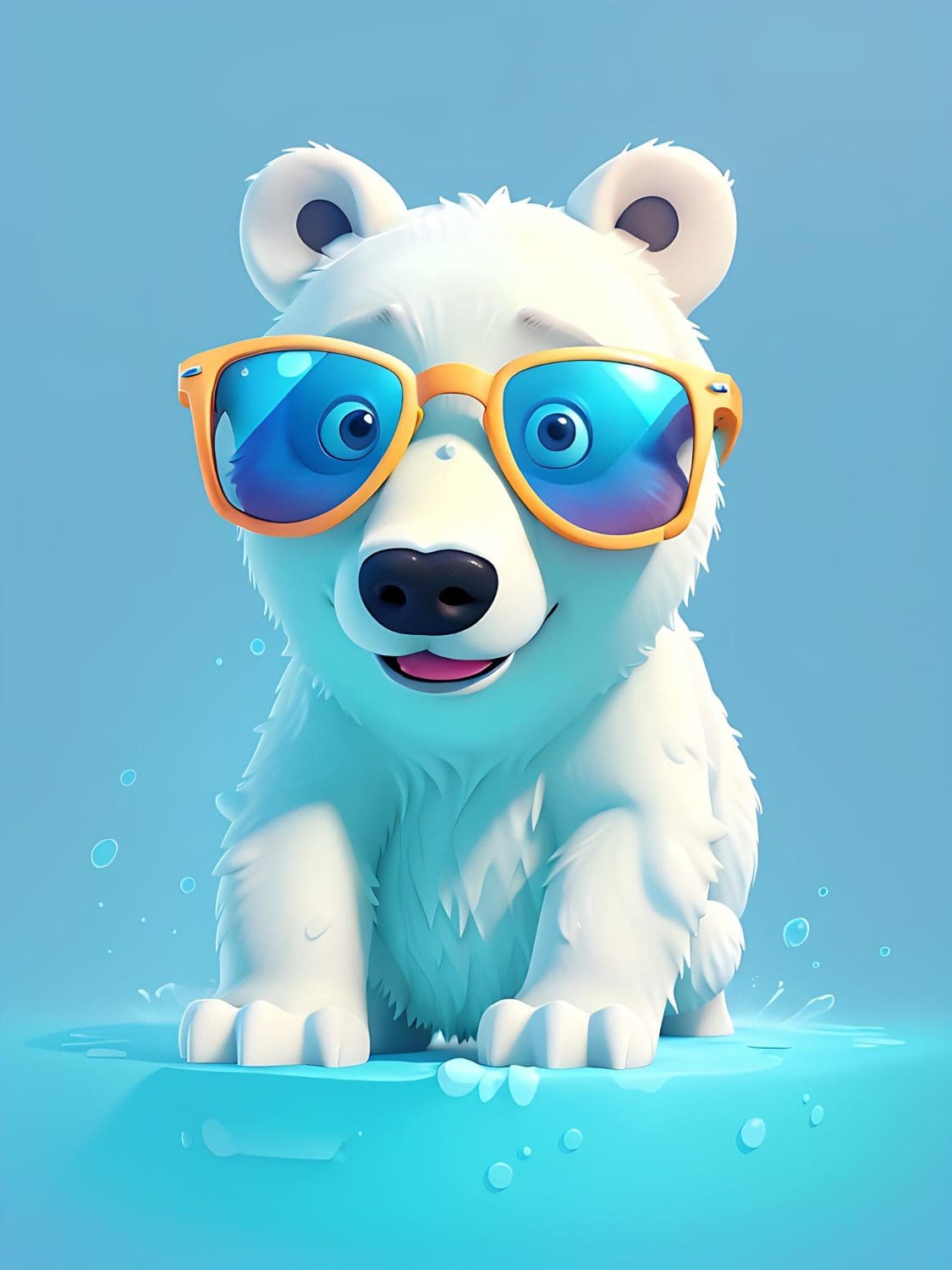 Cartoon graphic of a polar bear wearing sunglasses.