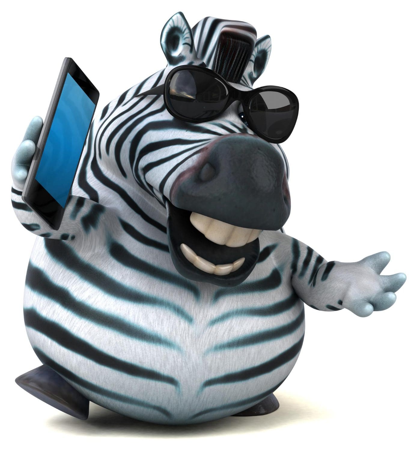 Cartoon graphic of a zebra enjoying a snack.