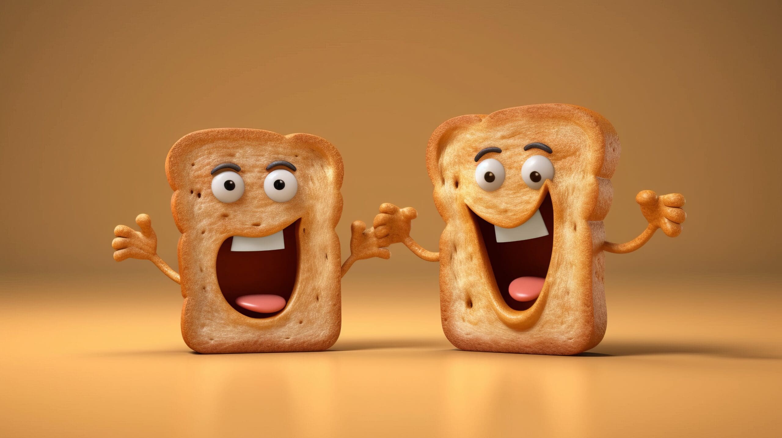 Cartoon graphic of a cheerful piece of toast popping out of a toaster.