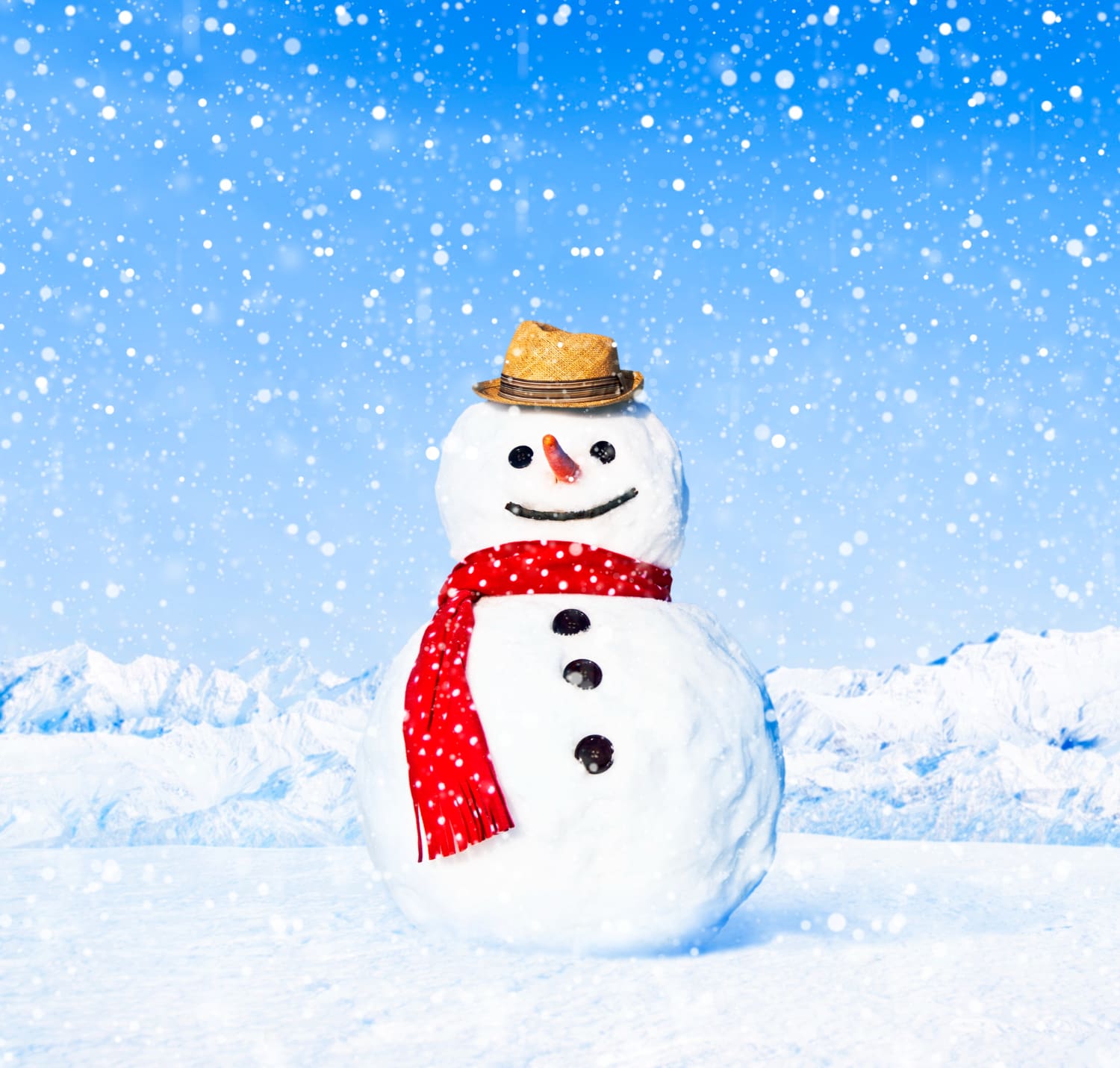 real snowman outdoors white scenery