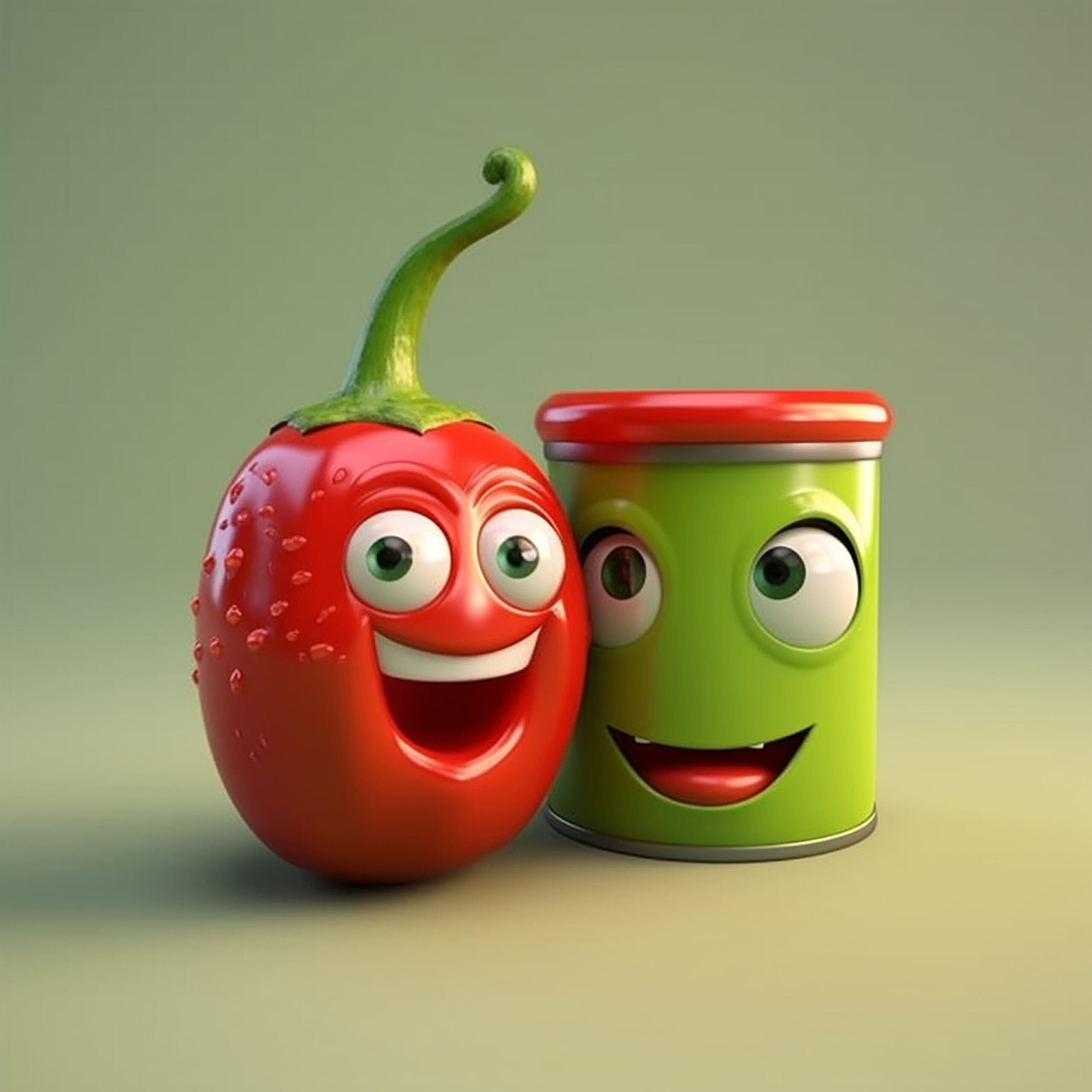 Cartoon graphic of a cheerful pepper shaker and a smiling salt shaker.