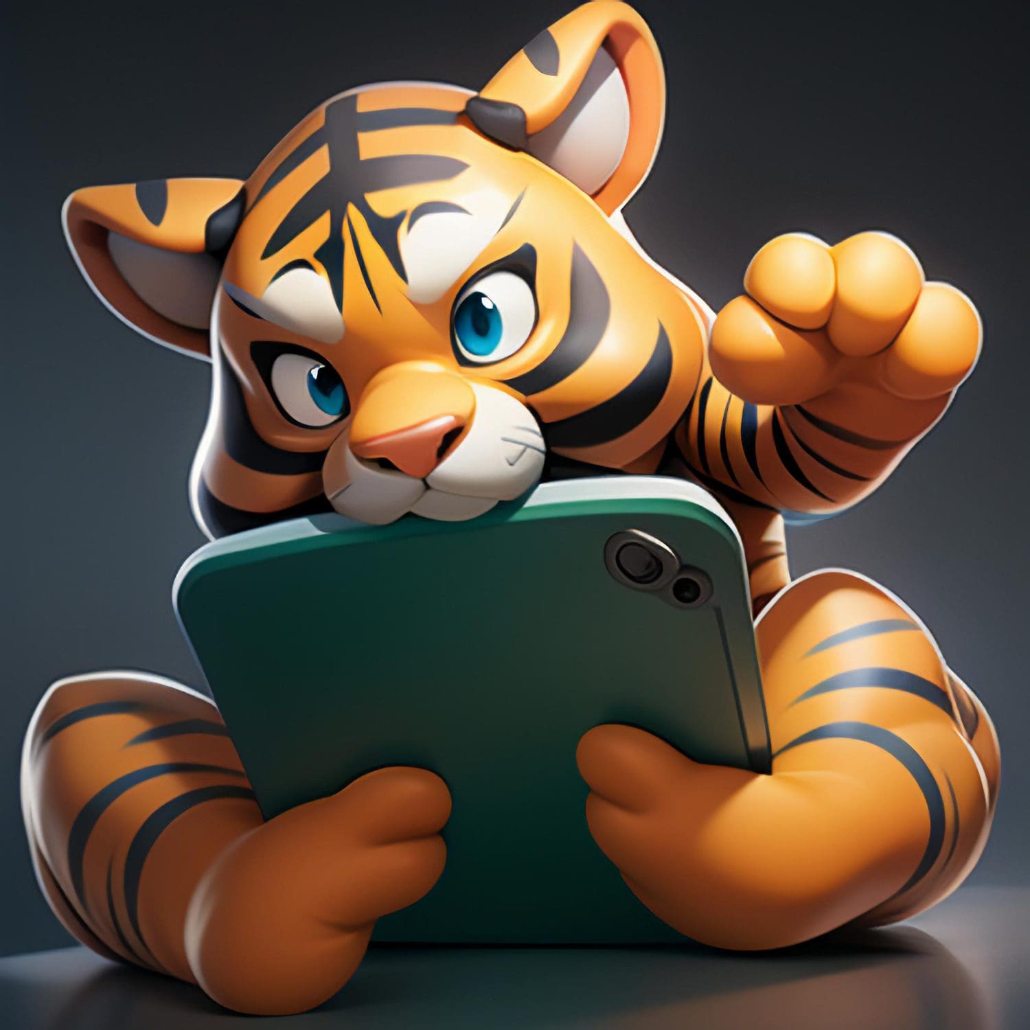 tiger cartoon animal icon image cute comic style wild animal illustration 3d rendering c4d 1