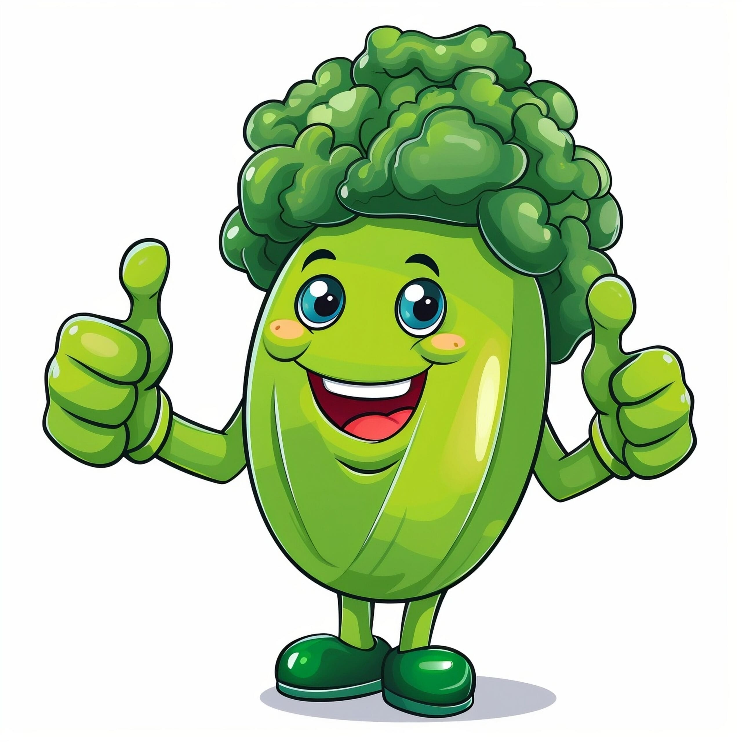 Cartoon graphic of a satisfied kale leaf with sunglasses waving goodbye on a colorful background.