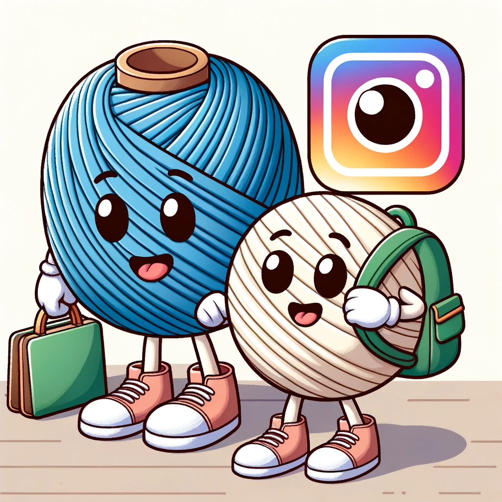 Illustration-of-a-thread-character-attending-school-with-a-backpack-looking-eager-to-tie-up-loose-ends-with-an-Instagram-logo-in-the-corner