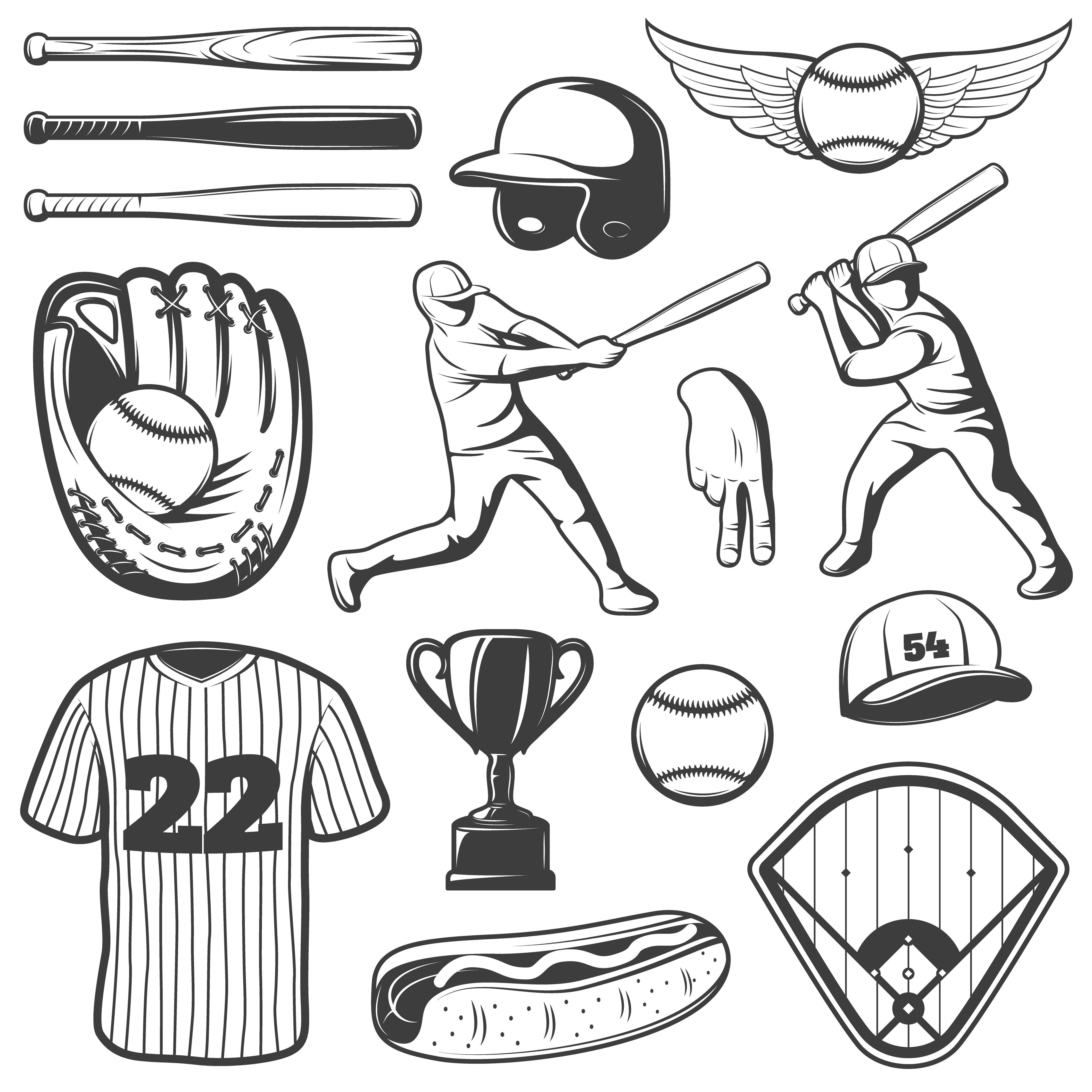 a collection of baseball objects